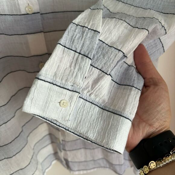 J. JILL Womens Cotton stripped light weight button down size Medium Tall EUC! - Picture 5 of 11